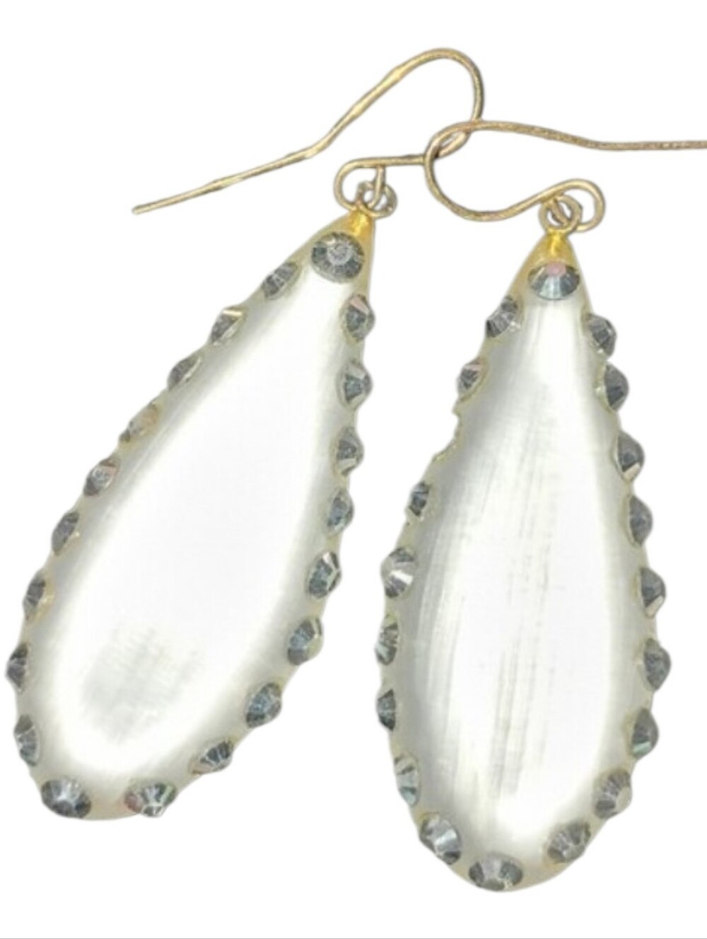 Alexis Bittar Pearlescent Teardrop Dangle Earrings with Rhinestone Trim
